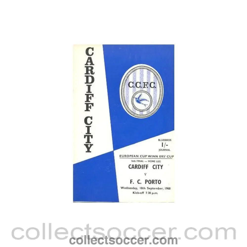 1968 Cup Winners Cup match Cardiff City v Porto official programme 18/09/1968