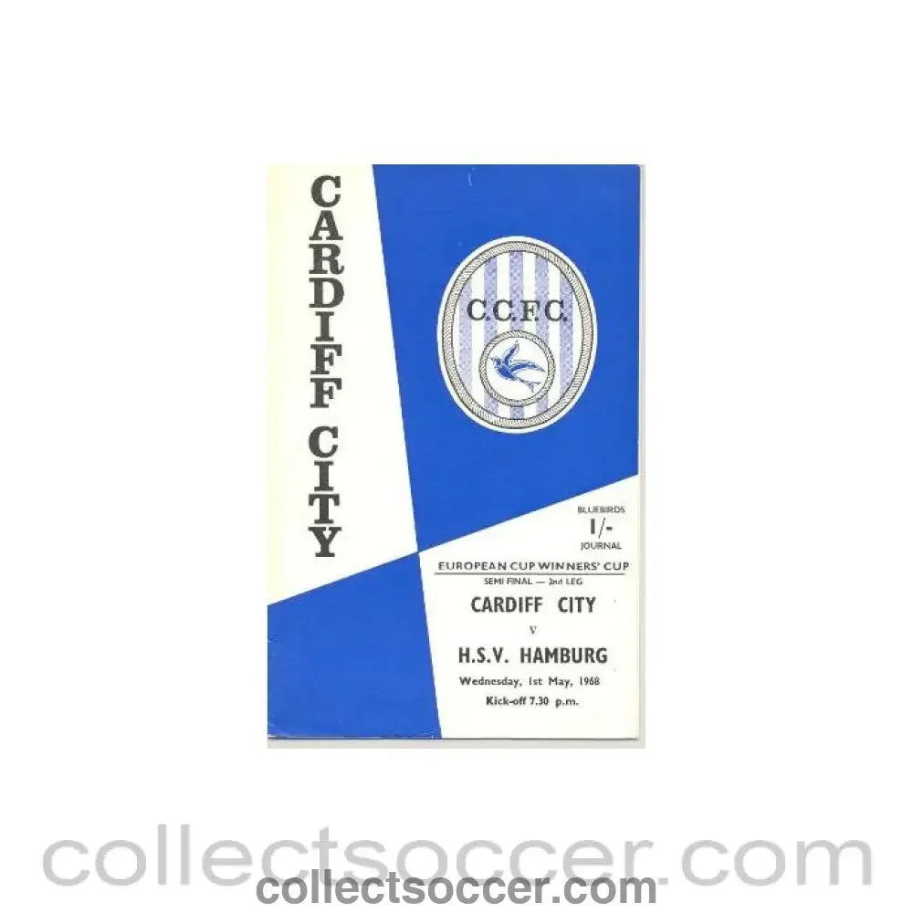 1968 Cup Winners Cup Semi-Final Cardiff City v Hamburg official programme 01/05/1968