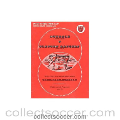 1968 - Dundalk v Glasgow Rangers official programme 13/11/1968 - Collect Soccer