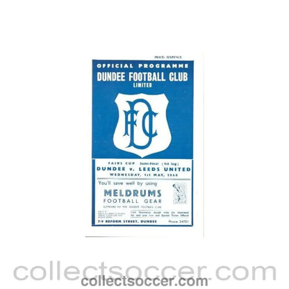 1968 - Dundee United v Leeds official programme 01/05/1968 Inter Cities Fairs Cup Semi - Final - Collect Soccer