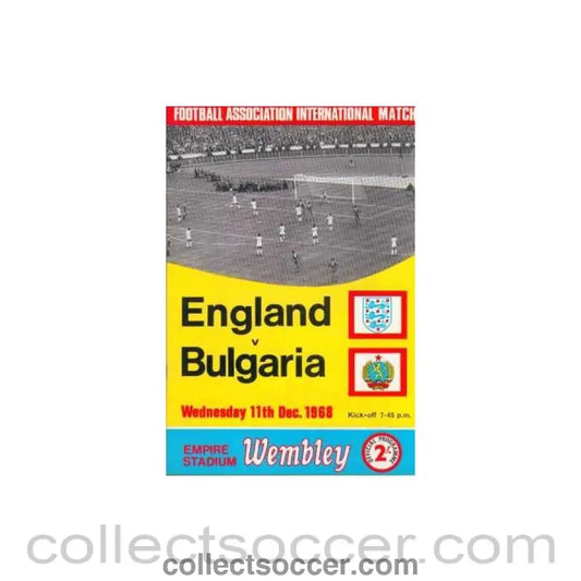 1968 England V Bulgaria Programme 11/12/1968 - Collect Soccer