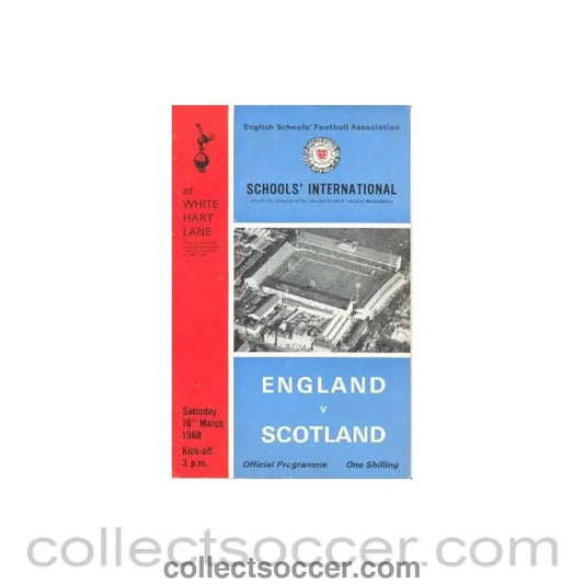 1968 England v Scotland official programme 16/03/1968 youth match - Collect Soccer