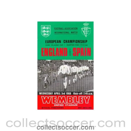 1968 England V Spain Programme 03/04/1968 European Championship - Collect Soccer