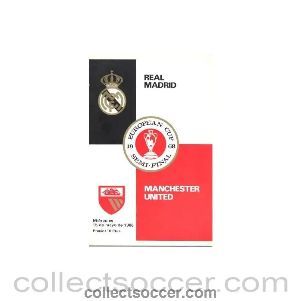 1968 European Cup Semi - Final Real Madrid v Manchester United official programme 15/05/1968 - Collect Soccer