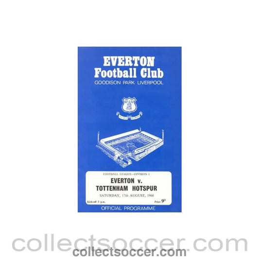 1968 - Everton v Tottenham Hotspur official programme 17/08/1968 Football League - Collect Soccer