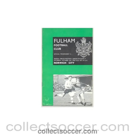 1968 - Fulham v Norwich City official programme 12/10/1968 - Collect Soccer