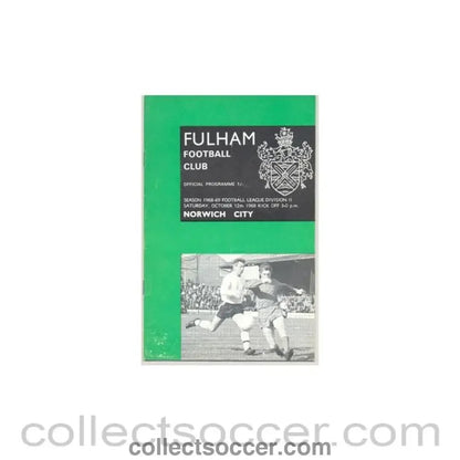 1968 - Fulham v Norwich City official programme 12/10/1968 - Collect Soccer