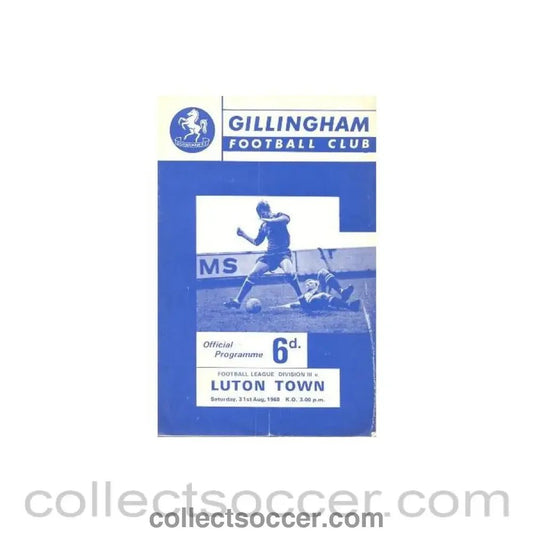 1968 - Gillingham v Luton Town official programme 31/08/1968 Football League - Collect Soccer