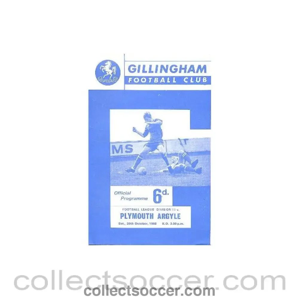 1968 - Gillingham v Plymouth official programme 26/10/1968 - Collect Soccer