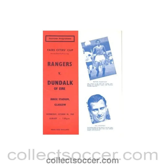 1968 - Glasgow Rangers v Dundalk official programme 30/10/1968 - Collect Soccer
