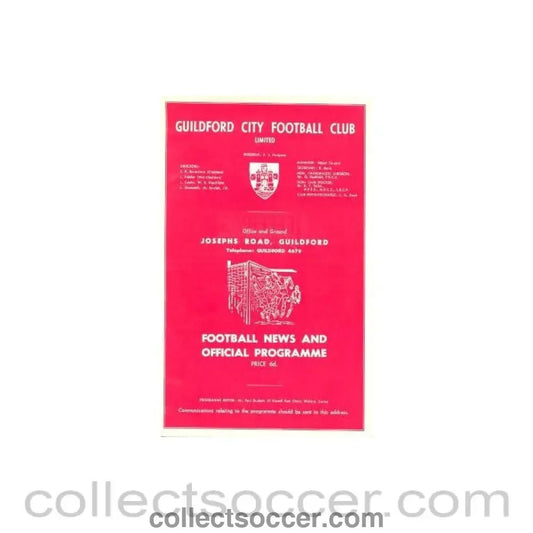 1968 - Guildford City v Wimbledon official programme 24/02/1968 - Collect Soccer