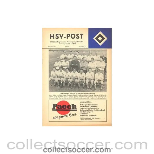 1968 - Hamburg v Manchester United official programme 31/07/1968 - Collect Soccer