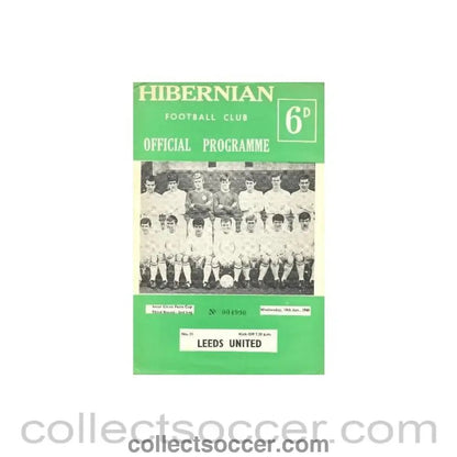 1968 - Hibernian v Leeds United official programme 10/01/1968 Inter Cities Fairs Cup - Collect Soccer