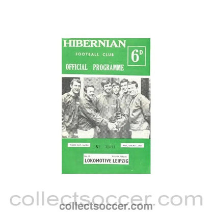 1968 - Hibernian v Lokomotive, Leipzig, East Germany official programme 13/11/1968 Intercities Fairs Cup - Collect Soccer