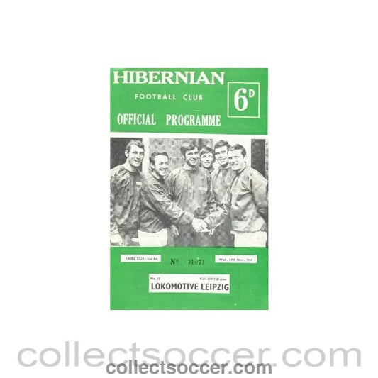 1968 - Hibernian v Lokomotive, Leipzig, East Germany official programme 13/11/1968 Intercities Fairs Cup - Collect Soccer