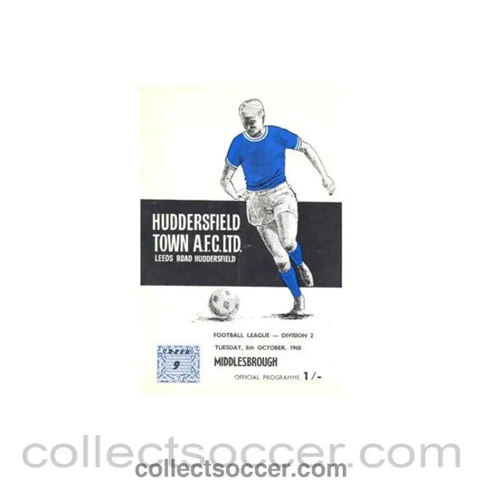 1968 - Huddersfield Town v Middlesbrough official programme 08/10/1968 Football League - Collect Soccer