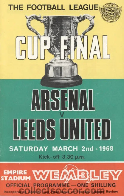 1968 League Cup Final Programme Arsenal v Leeds United - Collect Soccer