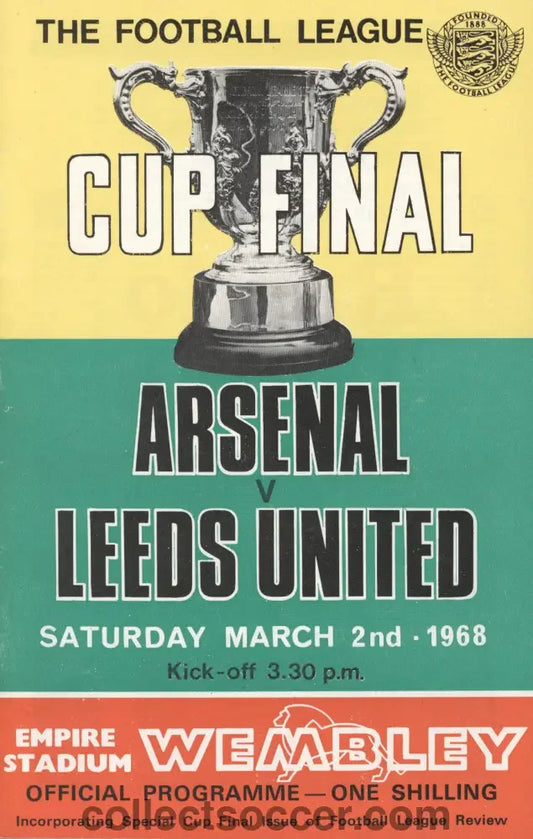 1968 League Cup Final Programme Arsenal v Leeds United