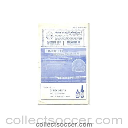 1968 - Linfield v Derry City official programme 1968 - 1969 - Collect Soccer