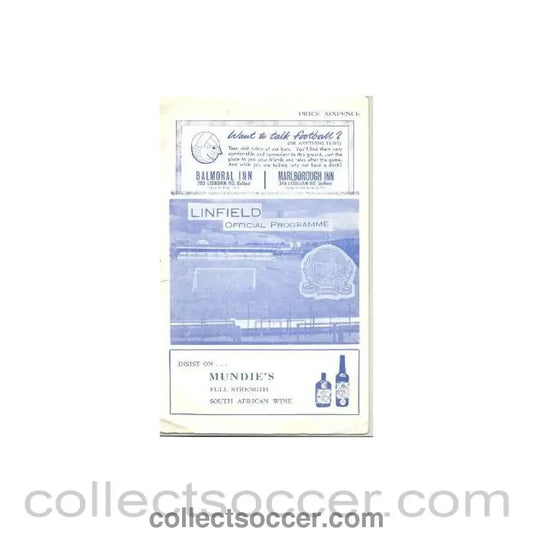 1968 - Linfield v Derry City official programme 1968 - 1969 - Collect Soccer