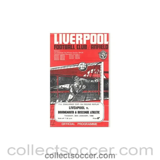 1968 - Liverpool v Bournemouth & Boscombe Athletic official programme 30/01/1968 - Collect Soccer