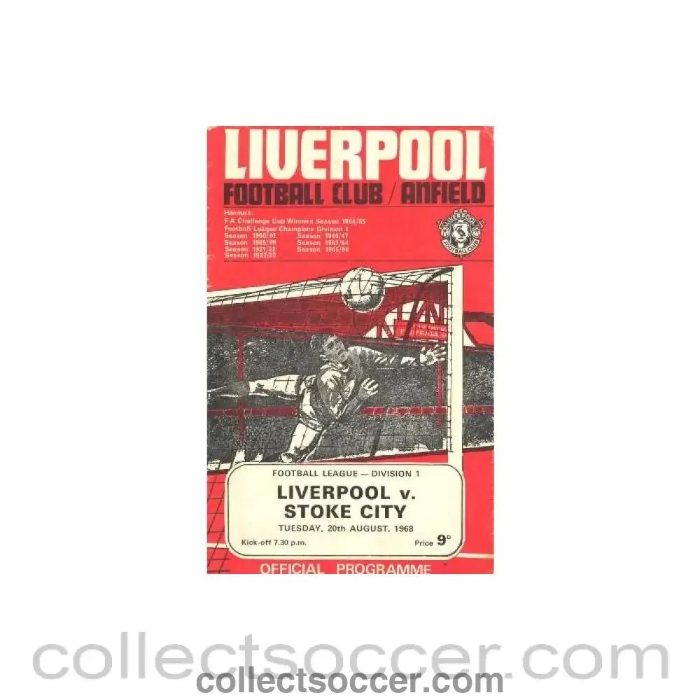 1968 - Liverpool v Stoke City official programme 20/08/1968 - Collect Soccer