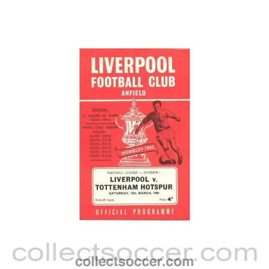 1968 - Liverpool v Tottenham Hotspur official programme 12/03/1968 - Collect Soccer