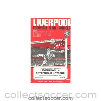 1968 - Liverpool v Tottenham Hotspur official programme 21/12/1968 - Collect Soccer