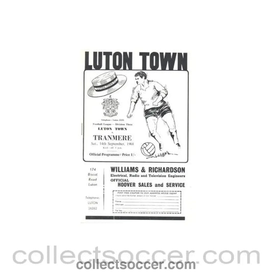 1968 - Luton Town v Tranmere official programme 14/09/1968 Football League - Collect Soccer