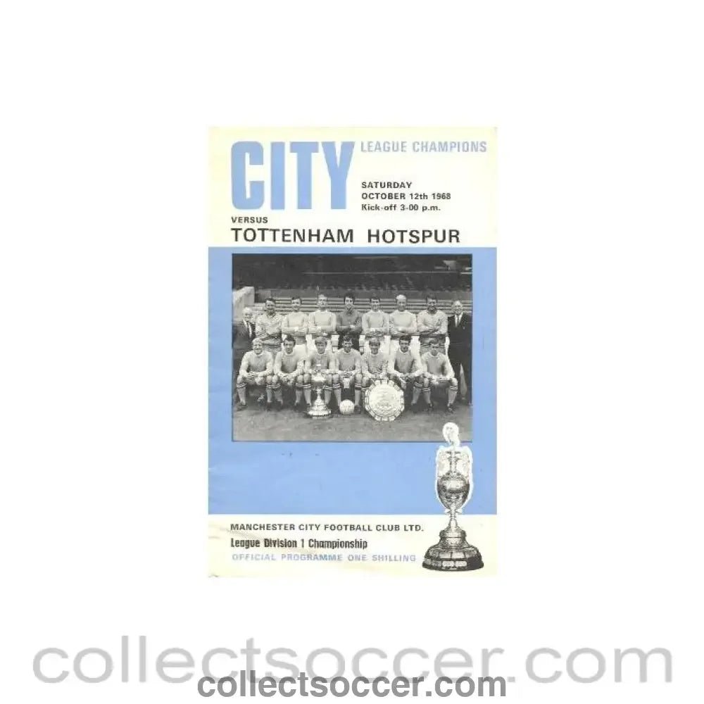 1968 - Manchester City v Tottenham Hotspur official programme 12/10/1968 Football League - Collect Soccer