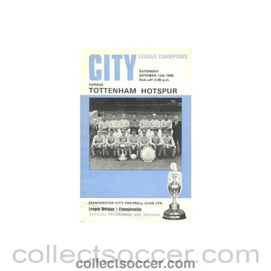 1968 - Manchester City v Tottenham Hotspur official programme 12/10/1968 Football League - Collect Soccer