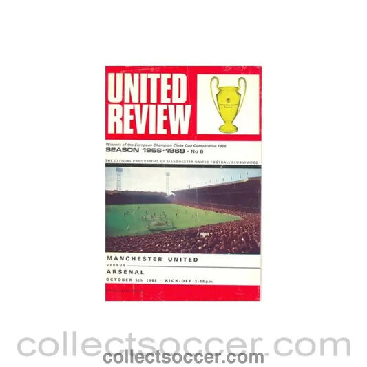 1968 - Manchester United v Arsenal official programme 05/10/1968 token cut, half price - Collect Soccer