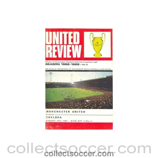 1968 - Manchester United v Chelsea official programme 24/08/1968 token cut, half price - Collect Soccer
