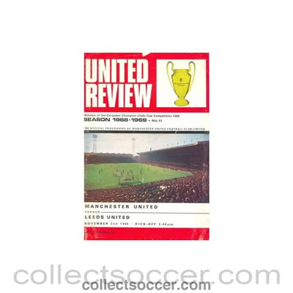 1968 - Manchester United v Leeds United official programme 02/11/1968 token cut, half price - Collect Soccer