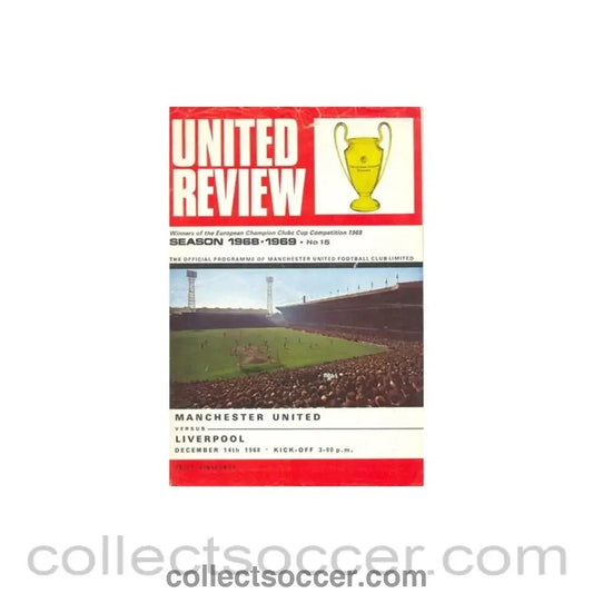 1968 - Manchester United v Liverpool official programme 14/12/1968, half price - Collect Soccer