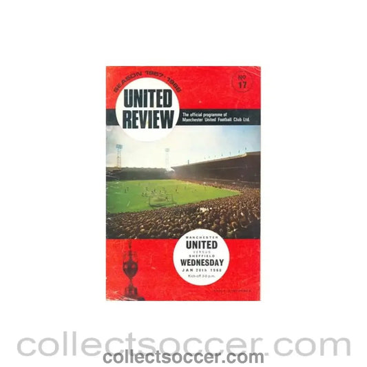 1968 - Manchester United v Sheffield Wednesday official programme 20/01/1968 token cut - Collect Soccer