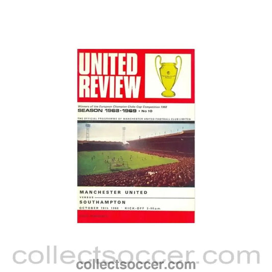 1968 - Manchester United v Southampton official programme 19/10/1968 token cut, half price - Collect Soccer