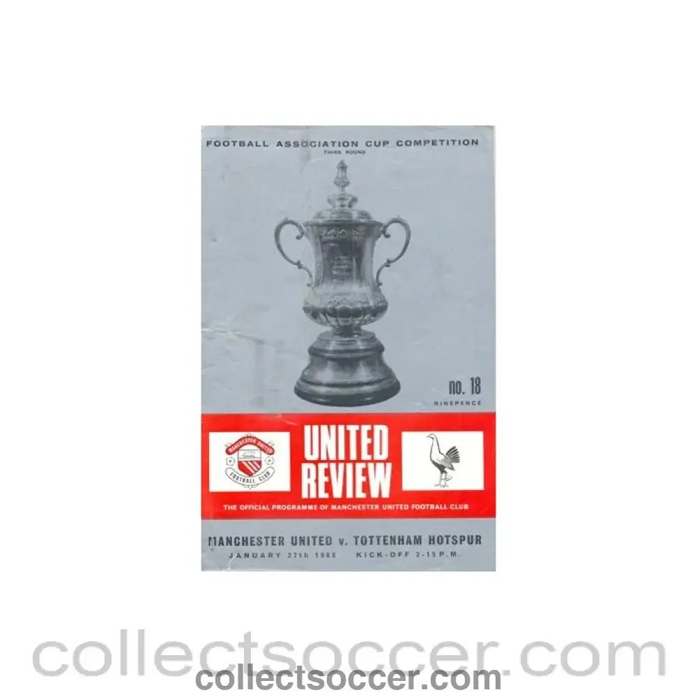 1968 - Manchester United v Tottenham Hotspur official programme 27/01/1968 - Collect Soccer