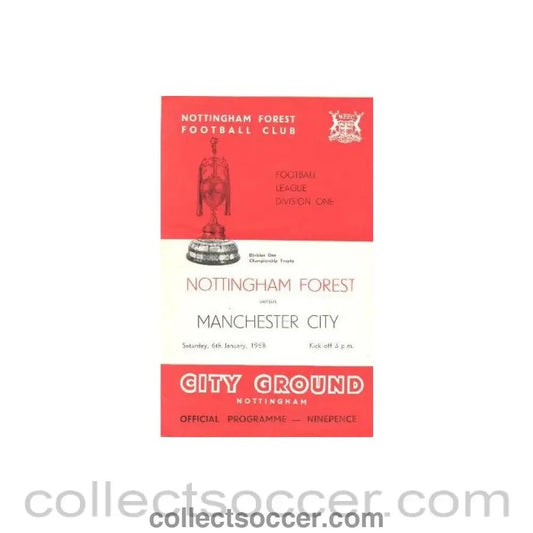 1968 - Nottingham Forest v Manchester City official programme 06/01/1968 - Collect Soccer