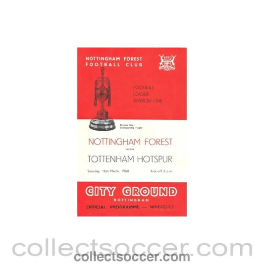 1968 - Nottingham Forest v Tottenham Hotspur official programme 16/03/1968 - Collect Soccer