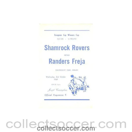 1968 - Shamrock Rovers v Randers Freja official programme 02/10/1968 - Collect Soccer