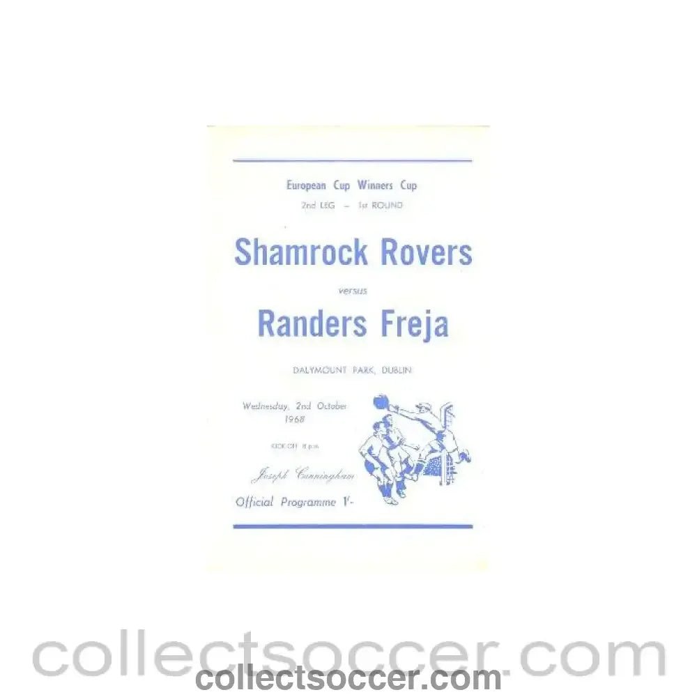 1968 - Shamrock Rovers v Randers Freja official programme 02/10/1968 - Collect Soccer