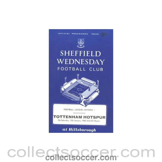 1968 - Sheffield Wednesday v Tottenham Hotspur official programme 13/01/1968 Football League - Collect Soccer