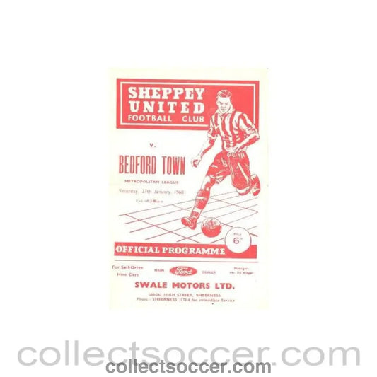 1968 - Sheppey United v Bedford official programme 27/01/1968 - Collect Soccer