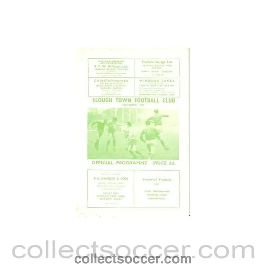1968 - Slough Town v The British Army of the Rhine official programme 29/01/1968 Friendly - Collect Soccer