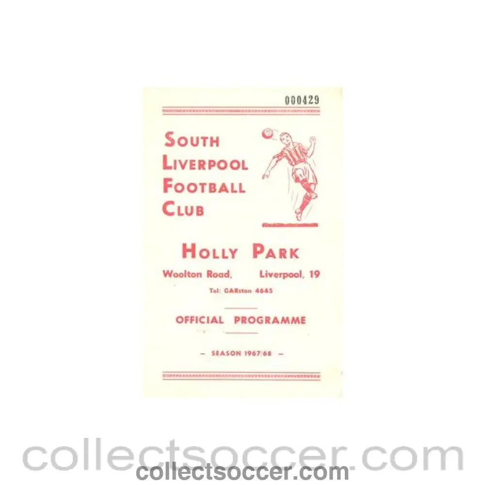 1968 - South Liverpool v Skelmersdale official programme 27/01/1968 - Collect Soccer