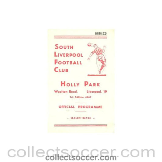 1968 - South Liverpool v Skelmersdale official programme 27/01/1968 - Collect Soccer