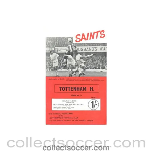 1968 - Southampton v Tottenham Hotspur official programme 23/11/1968 Football League - Collect Soccer