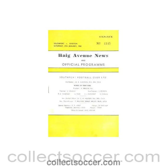 1968 - Southport v Everton official programme 27/01/1968 Football League - Collect Soccer
