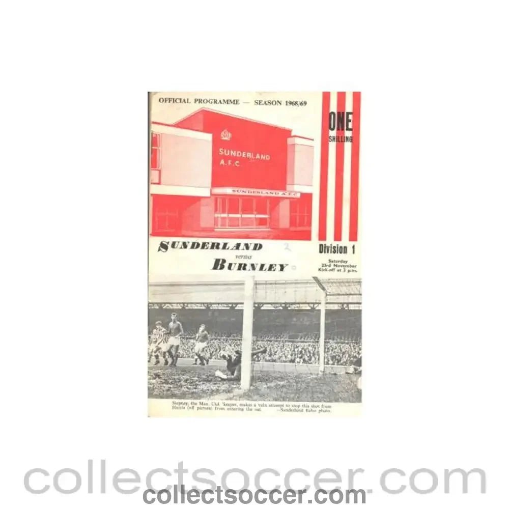 1968 - Sunderland v Burnley official programme 23/11/1968 Football League - Collect Soccer